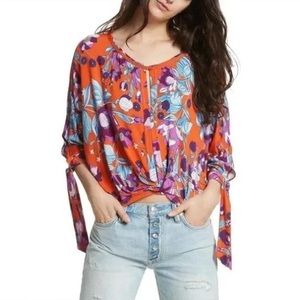 Free People Keepin On Bright Orange top size medium